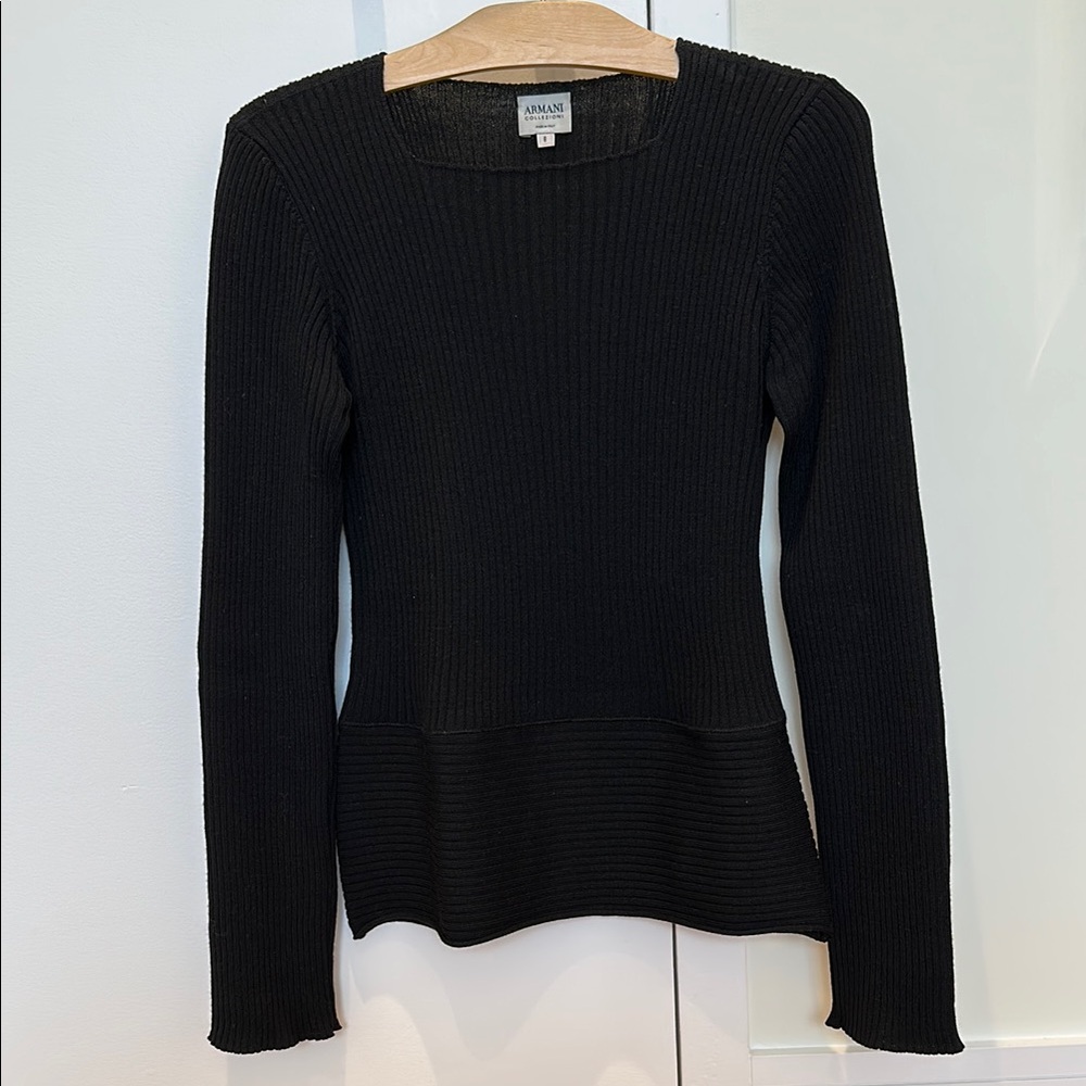 Armani Collezioni Black Crew Neck Sweater